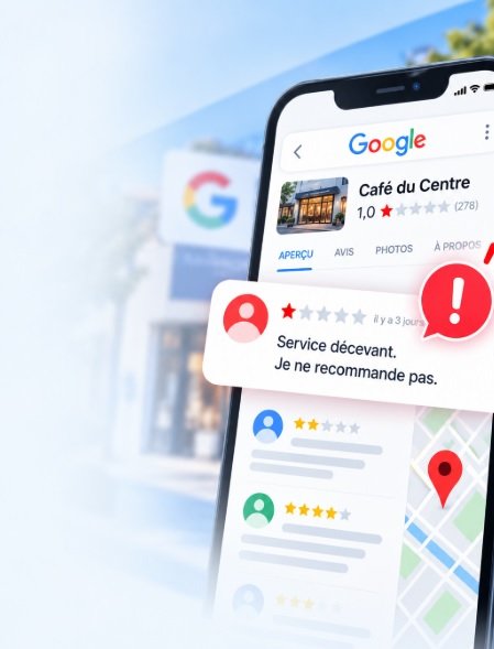 Exemple de fiche Google Maps avec un avis négatif d’une étoile
