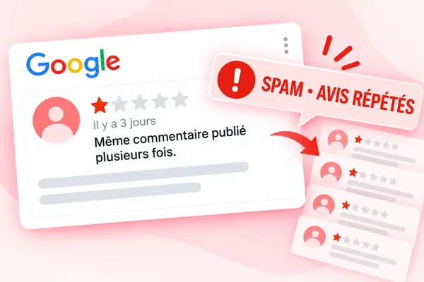 Illustration d’avis Google répétés pouvant être assimilés à du spam