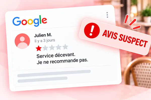 Exemple d’avis Google suspect avec une note d’une étoile