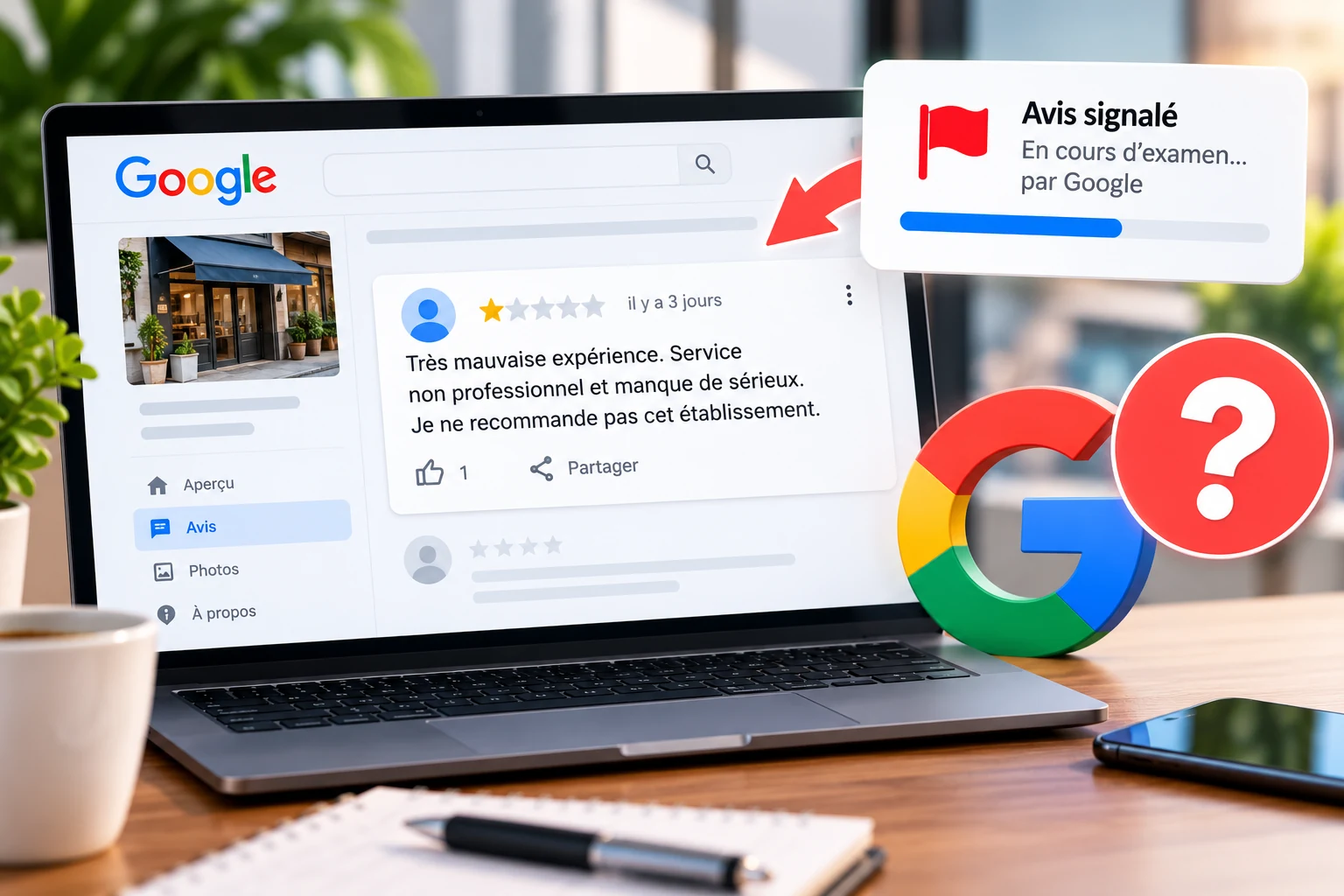 Avis Google toujours visible après un signalement : que faire ?