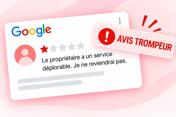 Exemple d’avis Google trompeur avec une note d’une étoile