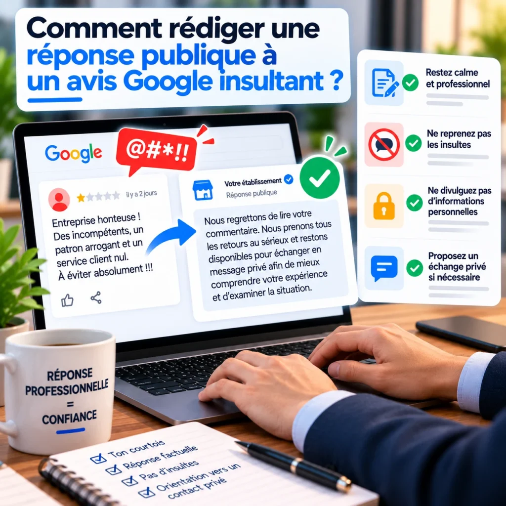 Comment rédiger une réponse publique à un avis Google insultant