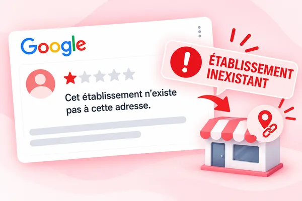 Illustration d’un établissement Google signalé comme inexistant